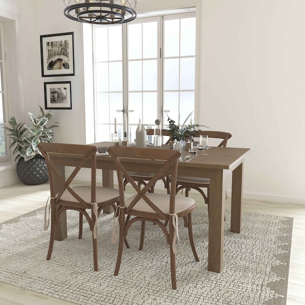 Flash Furniture Farm Table, 4 Chair Cushions Set, 60"x38" XA-FARM-18-GG - main